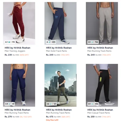 Image of HRX Men's Trackpants Starting at ₹239