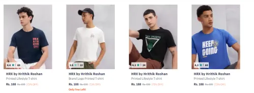 Image of Hrx Men's Tshirts starting @ ₹188
