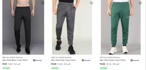 Image of Hrx By Hrithik Roshan Mens Track Pants at Minimum 70% Discount