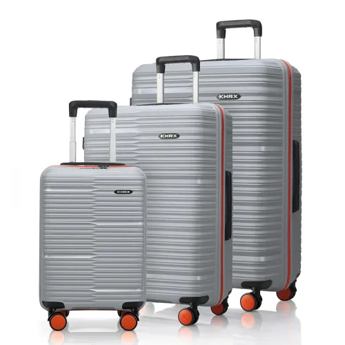Image of HRX Zanzibar 3Pc Set Canes Grey Polypropylene Hard Shell Suitcase Set
