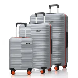 HRX Zanzibar 3Pc Set Canes Grey Polypropylene Hard Shell Suitcase Set