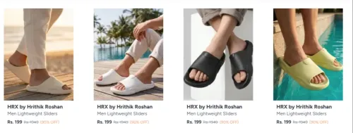 Image of HRX by Hrithik Roshan Men's sliders starting ₹199 