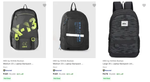 Image of Hrx By Hrithik Roshan Backpacks upto 86% Discount