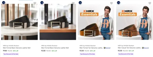Image of HRX by Hrithik Roshan Belts at minimum 92% Discount