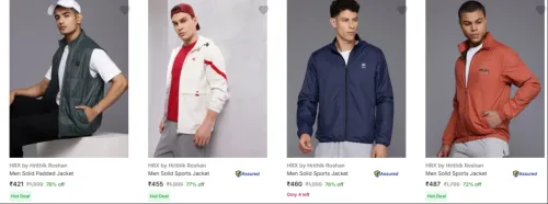 Image of Hrx By Hrithik Roshan Men's Jackets at minimum 70% Discount