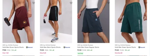 Image of Hrx By Hrithik Roshan Men's Shorts at minimum 70% Discount