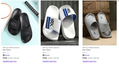 Image of Hrx By Hrithik Roshan Men’s Slides upto 81% Discount