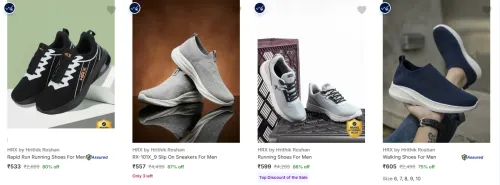 Image of HRX by Hrithik Roshan Men’s Sports Shoes at minimum 75% Discount
