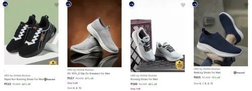 Image of HRX by Hrithik Roshan Men’s Sports Shoes at minimum 75% Discount