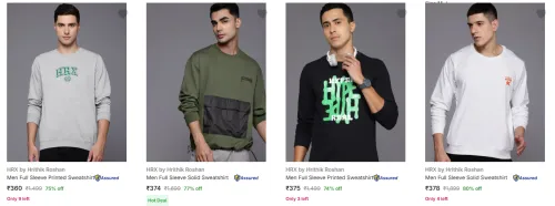 Image of Hrx By Hrithik Roshan Men's Sweatshirts upto 80% Discount