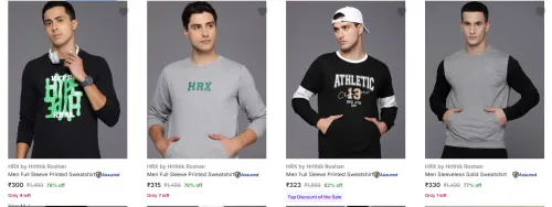 Image of Hrx By Hrithik Roshan Men's Sweatshirts upto 82% Discount