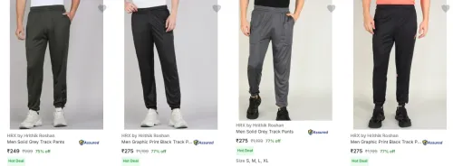 Image of Hrx By Hrithik Roshan Men's Track Pants at minimum 70% Discount