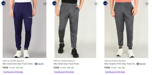 Image of HRX by Hrithik Roshan Men's Track Pants at minimum 70% Discount