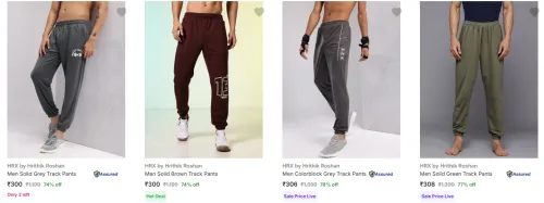 Image of Hrx By Hrithik Roshan Men's Track Pants upto 78% Discount