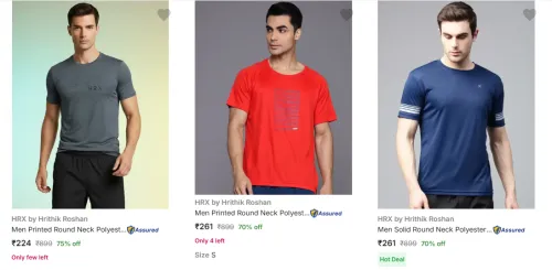 Image of Hrx By Hrithik Roshan Men's T-Shirts at minimum 70% Discount