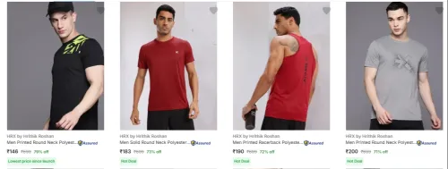 Image of Hrx By Hrithik Roshan Men's T-Shirts at minimum 70% Discount
