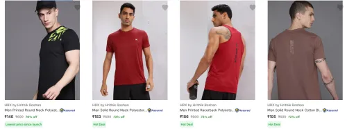 Image of Hrx By Hrithik Roshan Men's T-Shirts at minimum 70% Discount