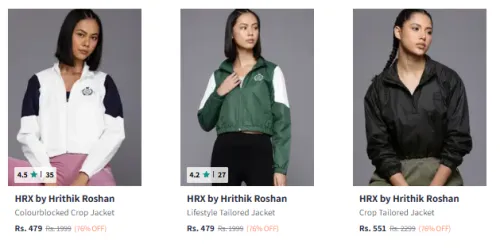 Image of Hrx By Hrithik Roshan Women Jacket at Minimum 70% Discount
