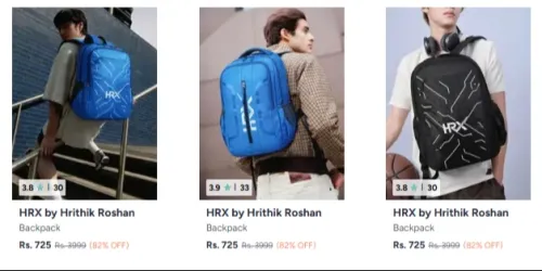 Image of Hrx By Hrithik Roshan Backpacks at Upto 82% Discount
