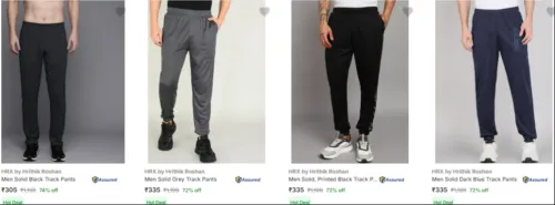 Image of Hrx By Hrithik Roshan Men's Track Pants Starting @ ₹305