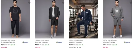 Image of Hrx By Hrithik Roshan Men's Tracksuits upto 80% Discount