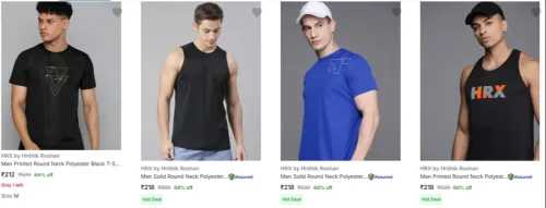 Image of Hrx By Hrithik Roshan Men's T Shirts Starting @ ₹212