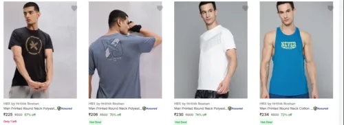 Image of Hrx By Hrithik Roshan Men's T Shirts upto 84% Discount