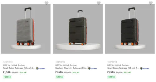 Image of HRX by Hrithik Roshan Brand Suitcase ( 56 cm, Small) @ Minimum 80% Discount 