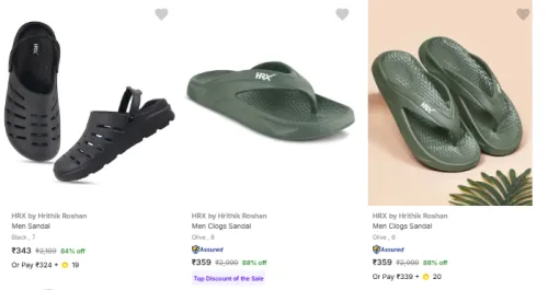 Image of Hrx By Hrithik Roshan Men’s Footwear at minimum 80% Discount