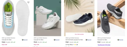 Image of Hrx By Hrithik Roshan Men’s Shoes upto 87% Discount