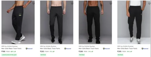 Image of Hrx By Hrithik Roshan Men's Track Pants at mimimum 70% Discount