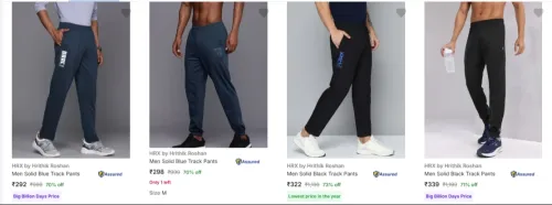 Image of Hrx By Hrithik Roshan Men's Track Pants at minimum 70% Discount