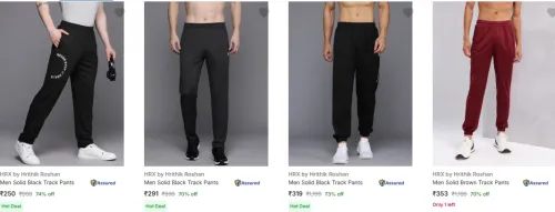 Image of Hrx By Hrithik Roshan Men's Track Pants at minimum 70% Discount