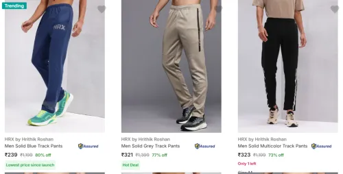 Image of Hrx By Hrithik Roshan Men's Track Pants Minimum 70% Discount