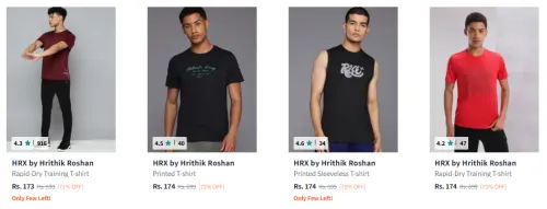 Image of Hrx By Hrithik Roshan Men's T-shirts at minimum 70% Discount