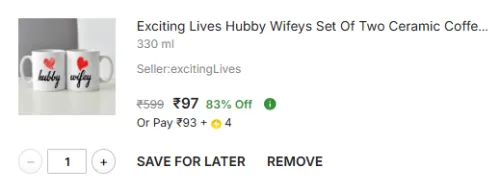 Image of Hubby Wifeys Set Of Two Ceramic Coffee Mug  (330 ml)