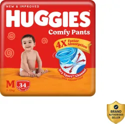 Huggies Comfy Baby Pant Diapers - M (34 Pieces)