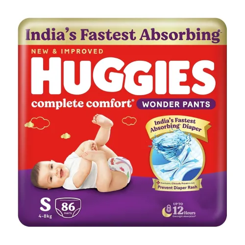 Image of Huggies Complete Comfort Wonder Pants | Pant Style Baby Diapers Small Size (S), 86 Count |