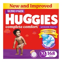 Huggies Complete Comfort Wonder Pants | Pant Style Baby Diapers XL Size, 168 Count |