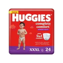 Huggies Complete Comfort Wonder Pants Triple Extra Large (XXXL) Size (17 Kgs+) Baby Diaper Pants, 24 count|