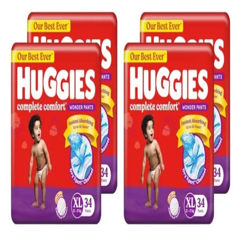 Image of Huggies Complete Comfort Wonder Pants Baby Diapers XL Size 68 Count Pack of 2