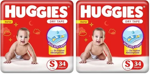Image of Huggies Dry Tape | Adjustable Tape Style Baby Diapers