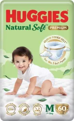 Huggies Natural Cloud Soft Premium Pant Diapers - M (60 Pieces)