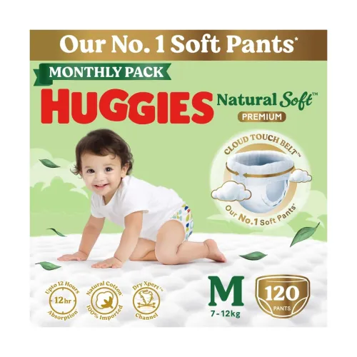 Image of Huggies Natural Soft Premium Baby Diaper Pants, Po120