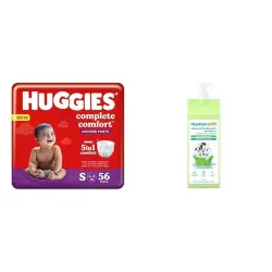 Huggies Wonder Pants Small 56pcs + Mamaearth Milky Soft Body Wash 400ml