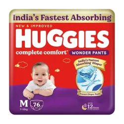 Huggies Complete Comfort Wonder Pants Diapers Medium Size 76 Count