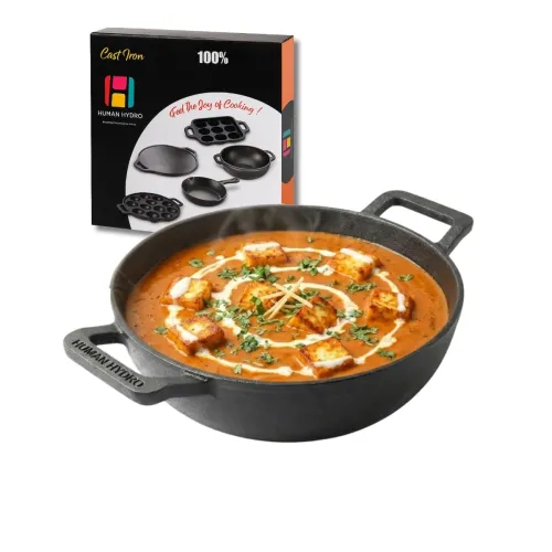Image of Human Hydro Premium 7-Layered Pre-Seasoned Cast Iron Kadai - 23cm, Small Size (9.2 Inch), 2.2 Litre, 100% Natural Non-St