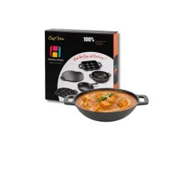 Human Hydro Premium 7-Layered Pre-Seasoned Cast Iron Kadai - 25cm, Big Size (9.7 Inch), 3 Litre, 100% Natural Non-Stick 