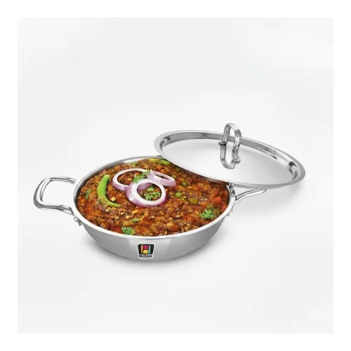Image of Human Hydro Triply Stainless Steel Kadai (24CM/2.8L) with Lid | 3-Layer Steel–Aluminium–Steel |
