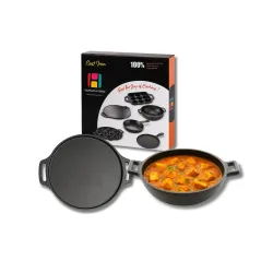 Human Hydro Pre-Seasoned Cast Iron Kadhai and Dosa Tawa Combo | Tawa (30 Cm/2.6kg) + Kadai (23 Cm/2.1L) | 100% Natural Non-Stick & Non-Toxic, Induction Friendly Flat Bottom
